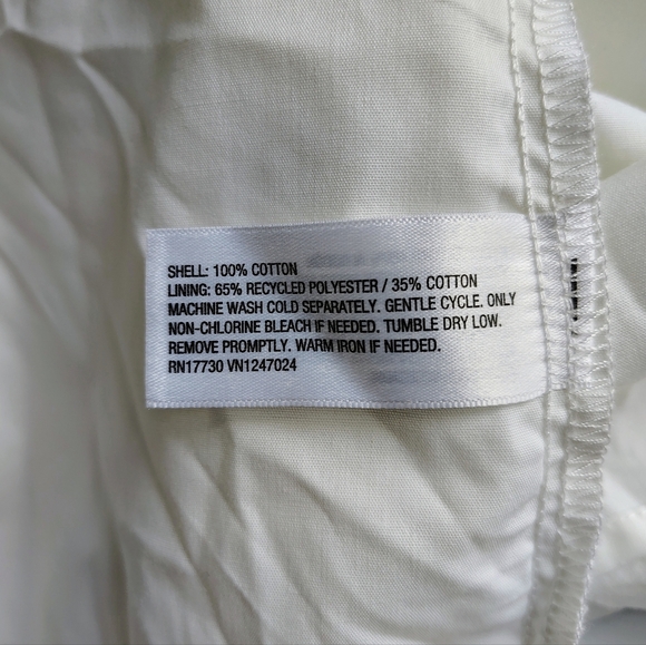 button-tie front eyelet flared dress, cotton raglan Puff sleeves, size L. - Picture 11 of 16